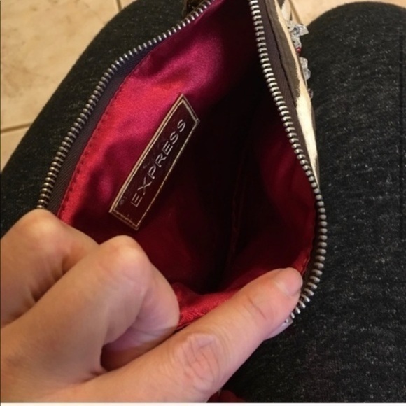 Express Animal Print Floral Sequin Clutch - Picture 2 of 5